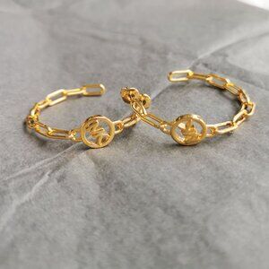 Michael Kors Signature Hoop Chain Link Goldtone Hoop Earrings fashion